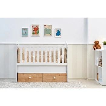 Belis krevetac za bebe sa 2 fioke Eva 60x120cm bež beli