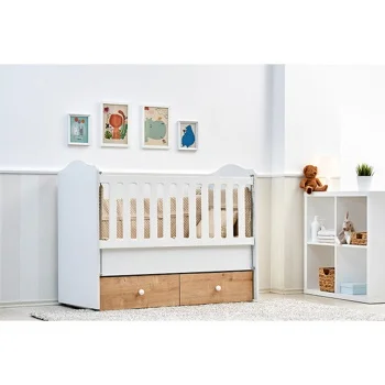 Belis krevetac za bebe sa 2 fioke Eva 60x120cm bež beli-1