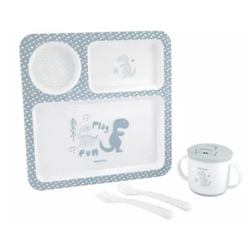 Kikka Boo set posuđa 4 dela Dinosaur blue Kikka Boo set posuđa 4 dela Dinosaur blue