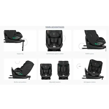 Kikka Boo autosedište I-Twist I-Size Isofix 40-150cm sa potpornom nogom Black-7 Kikka Boo autosedište I-Twist I-Size Isofix 40-150cm sa potpornom nogom Black-7