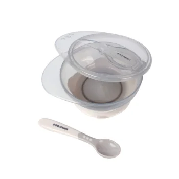 Kikka Boo činija sa vakumom i kašičicom beige-2 Kikka Boo činija sa vakumom i kašičicom beige-2