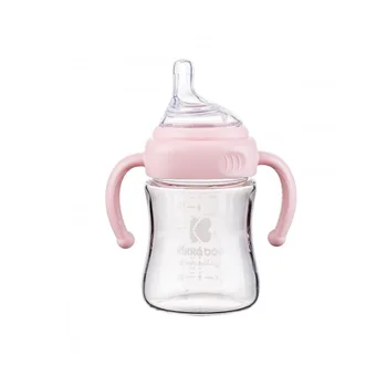 Kikka Boo flašica staklena sa ručicama 180ml pink Kikka Boo flašica staklena sa ručicama 180ml pink