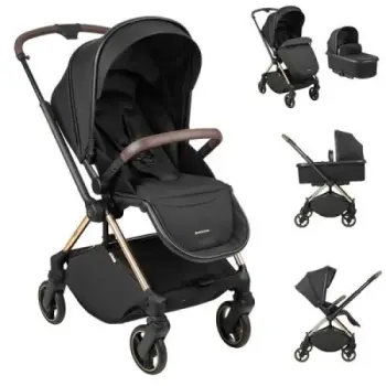 Kikka Boo kolica Lanah 3u1 premium set sa autosedištem I-Xtend I-size i tvrdom korpom Black-1