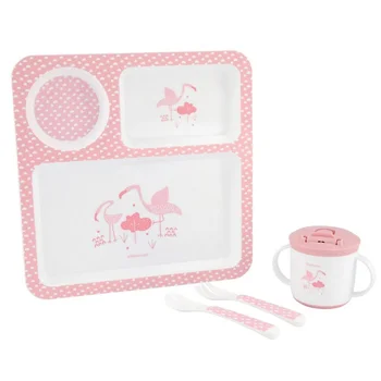 Kikka Boo set posuđa 4 dela Flamingo pink Kikka Boo set posuđa 4 dela Flamingo pink