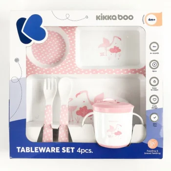 Kikka Boo set posuđa 4 dela Flamingo pink-2 Kikka Boo set posuđa 4 dela Flamingo pink-2