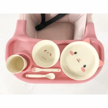 Kikka Boo set posuđa od bambusa Cat pink-1 Kikka Boo set posuđa od bambusa Cat pink-1