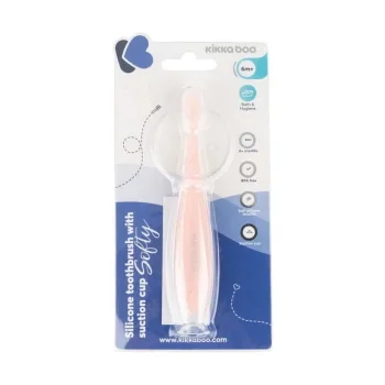 Kikka Boo silikonska četkica za zubiće sa vakumom Softy pink-1 Kikka Boo silikonska četkica za zubiće sa vakumom Softy pink-1