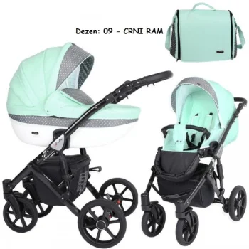 Kunert kolica za bebe 2u1 set Mila crni ram 9-2 Kunert kolica za bebe 2u1 set Mila crni ram 9-2