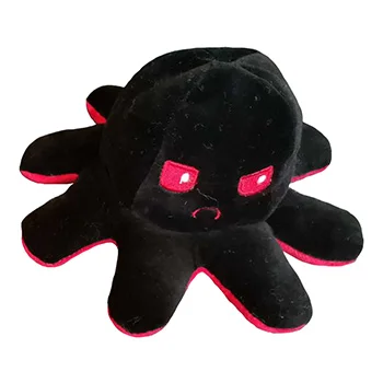 Plišana hobotnica sa dva lica - ciklama-crna-2