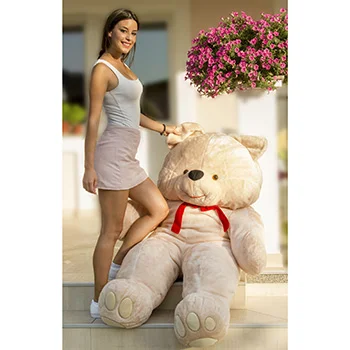 Meda Laki veliki 170cm bež sa vezenim šapama-1 Meda Laki veliki 170cm bež sa vezenim šapama-1