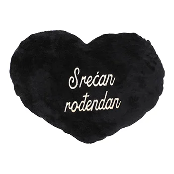Plišano jastuče srce 76x63cm - crno Plišano jastuče srce 76x63cm - crno
