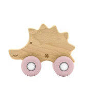 Kikka Boo drvena igračka sa silikonskom glodalicom Hedgehog Pink