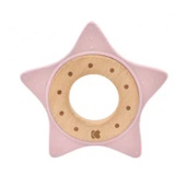 Kikka Boo drvena igračka sa silikonskom glodalicom Star Pink