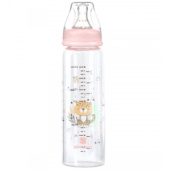 Kikka Boo flašica staklena Savanna 240ml Pink