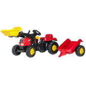 Rolly Toys traktor utovarivač na pedale sa prikolicom, crveni 023127